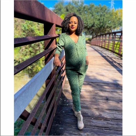 The Nines by HATCH Green Floral Jumpsuit Maternity - Picture 6 of 6